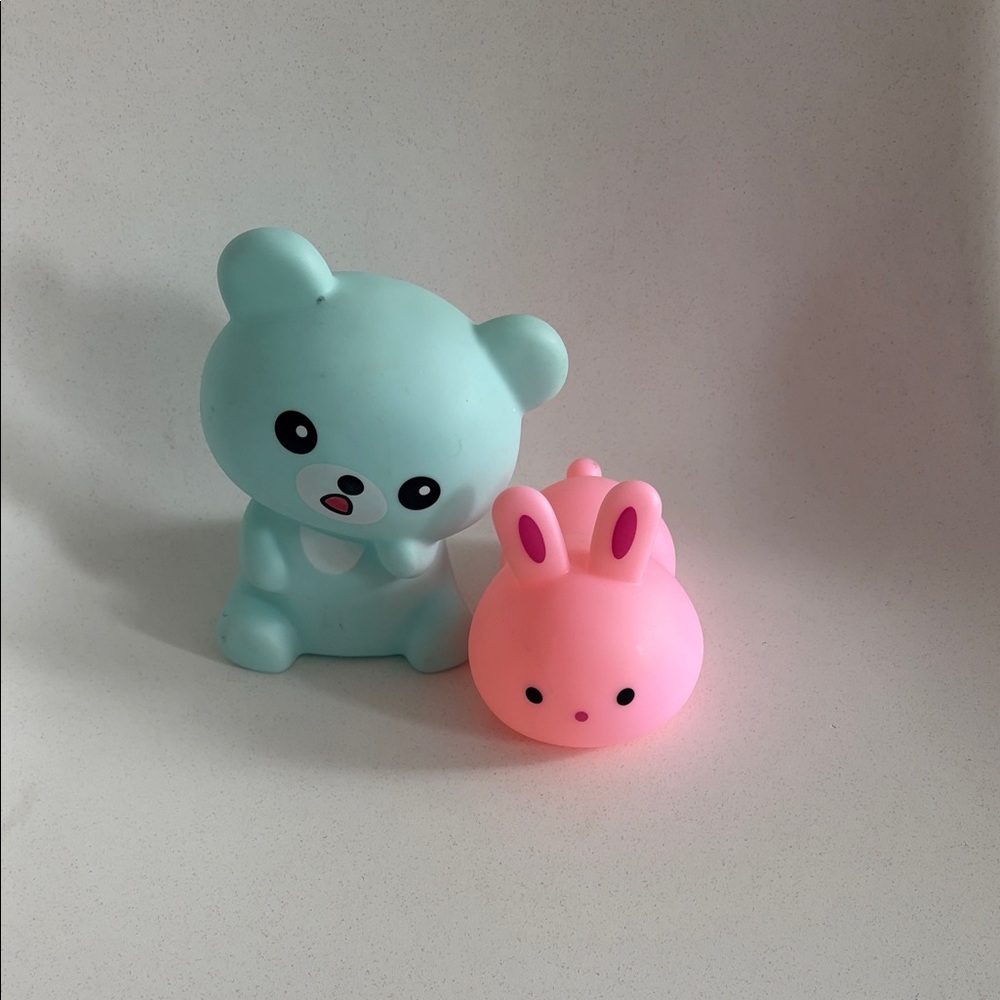 Unique Vintage Blue Bear and Pink Bunny Set
